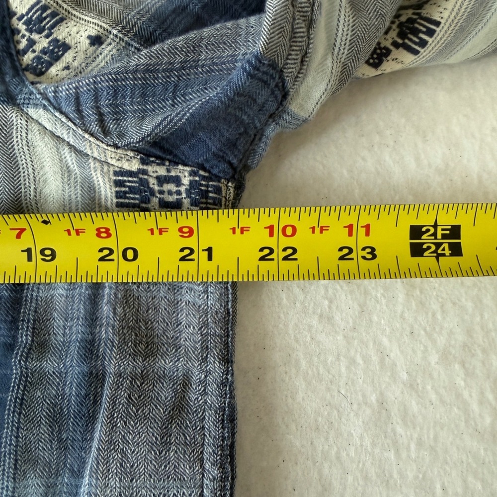American Eagle Plaid Western Button Down Relaxed Boyfriend Fit Women Large Blue - Picture 3 of 8